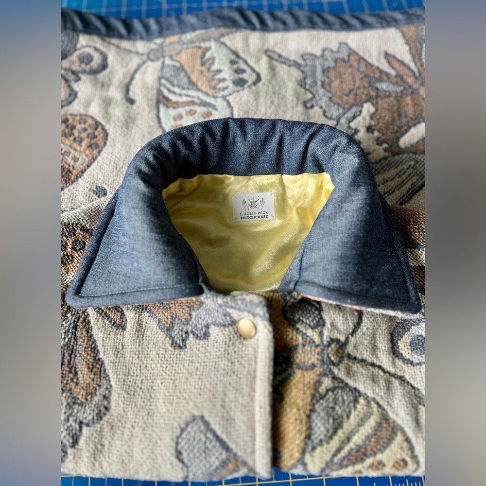 Lined butterfly jacket, reworked vintage tapestry blanket, ladies' size S-L - Picture 5 of 11